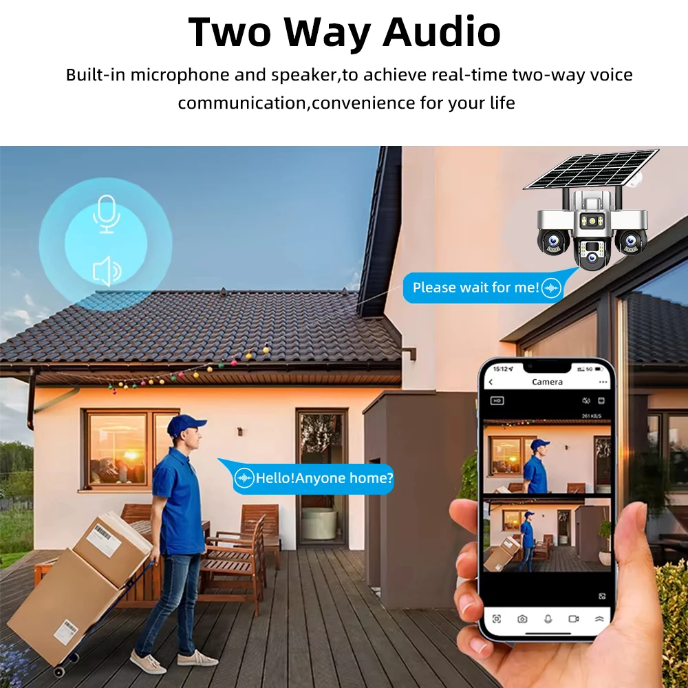 V380 PRO 6K 15MP 3 Objektiv 3 Bildschirm Solar 4G Outdoor CCTV Kamera IP66 Wasserdichte Nachtsicht sicherheit Überwachung