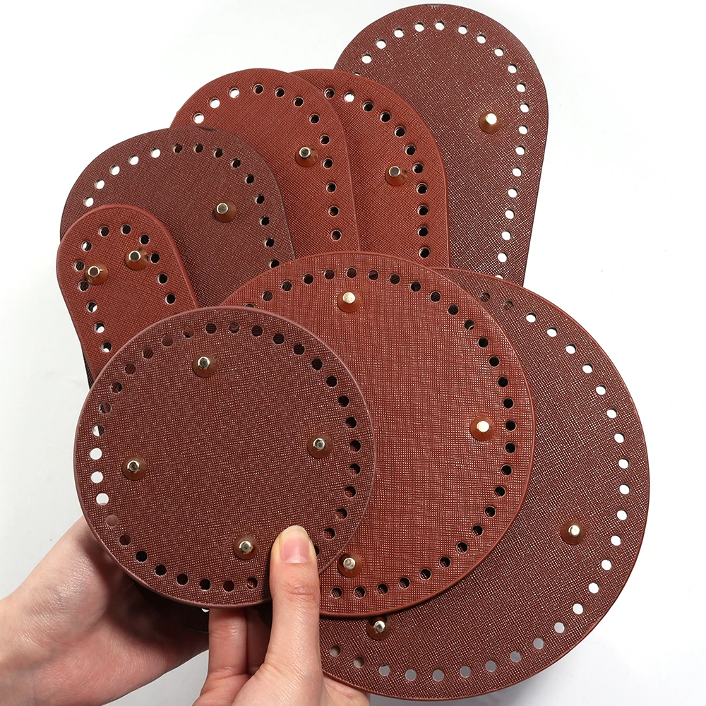 

1 шт. овальная круглая сумка ручной работы своими руками, дно из искусственной кожи, пряжа, вязаная сумка, нижняя пластина, основание для багажа, длинное дно для вязаной сумки