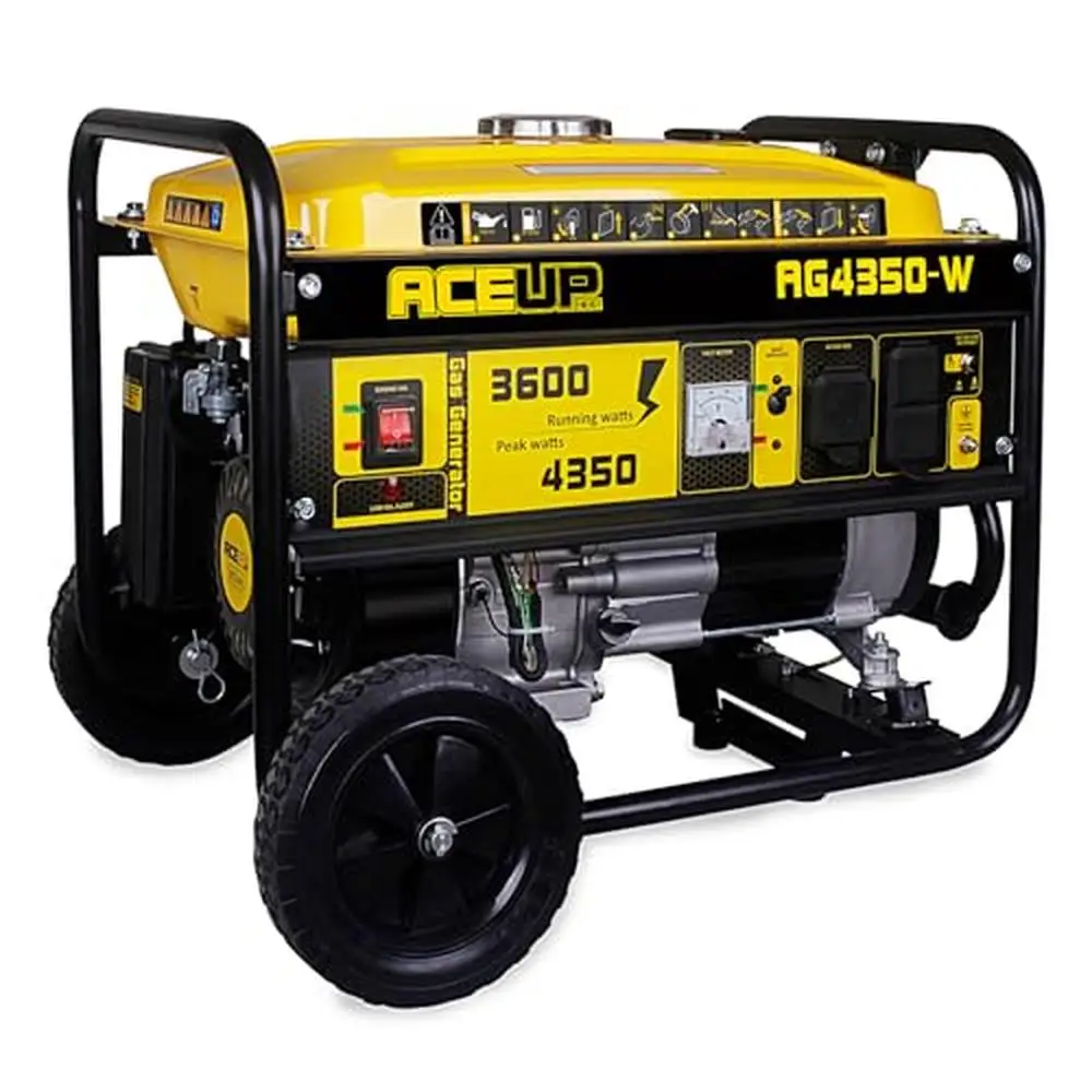 Portable Gas Powered Generator with Wheels Kit 4350W Peak Power 30A Outlet EPA & CARB Compliant 10 Hours Runtime Oil Funnel &