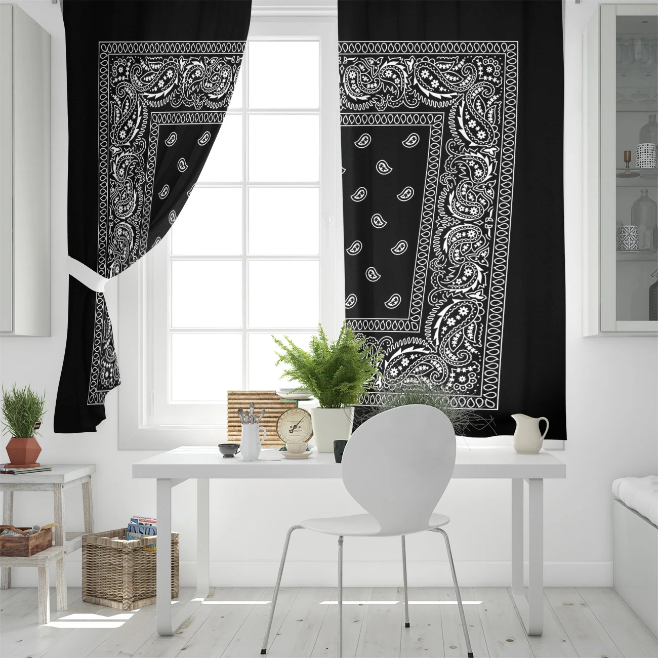 Bandana Pattern Window Curtains Living Room Outdoor Fabric Drapes Curtain Home Decor