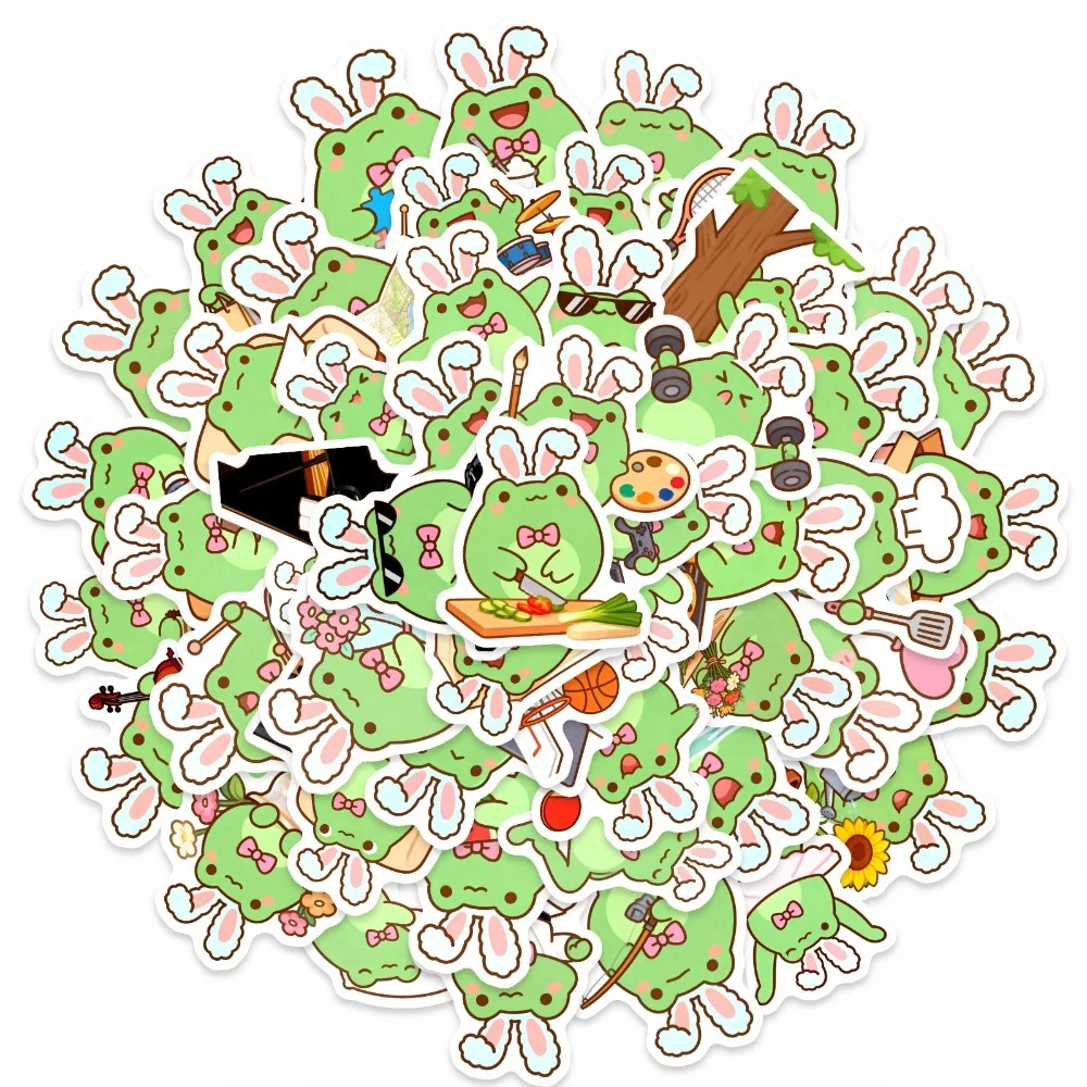 

10/50 шт. Водонепроницаемые наклейки с лягушками для ежедневного использования, для украшения ежедневников, бутылок, коробок, компьютеров, забавные детские стикеры