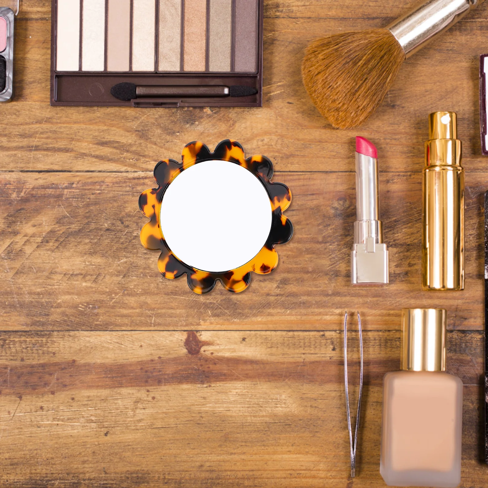 

Mini Small Round Sunflower Mirror Vintage Acetate Portable Makeup Compact Handheld Travel Mirror for Vintage Hand Mirrors