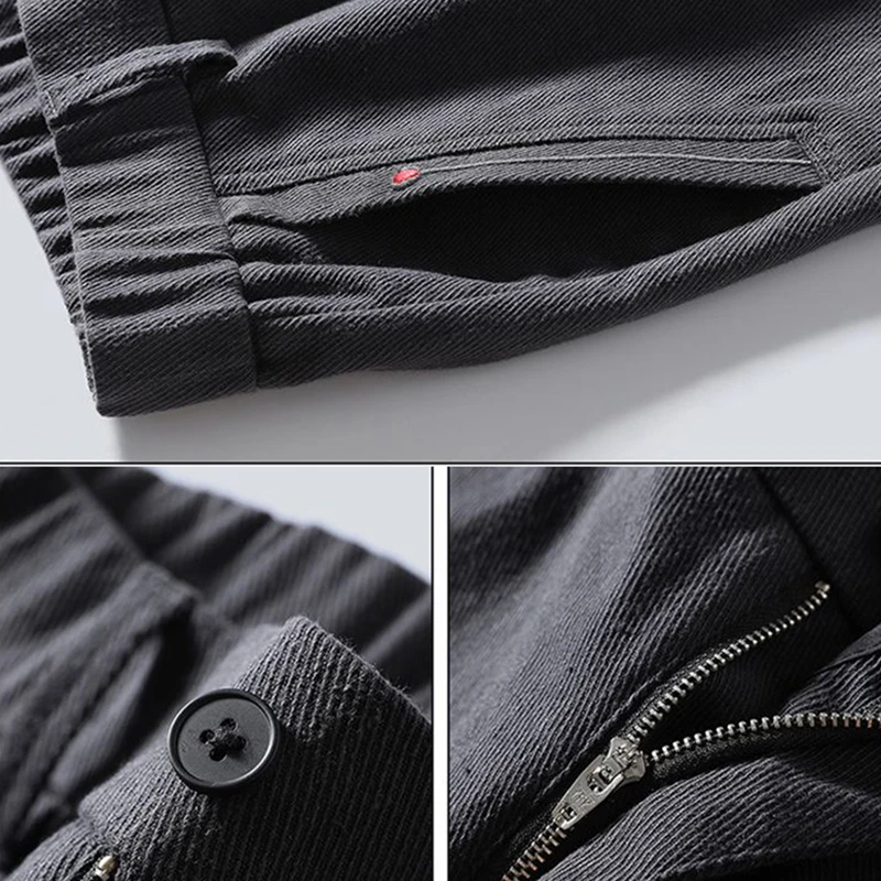 Pantalones de traje informales de mezclilla falsa para hombre, chaqueta recta holgada, pantalones de negocios hasta el tobillo, pantalones recortados versátiles