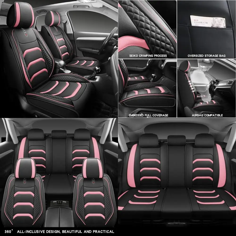 

XYXY Leather Car Seat Covers, Faux Leatherette Automotive Vehicle Cushion Cover for Cars SUV Pick-up Truck Universal Fit Set for