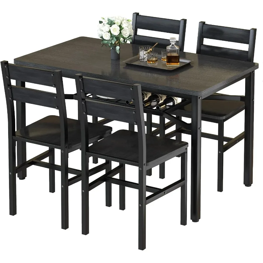 Dining Dining Table Set for 4, Wood Kitchen Table Chairs Set with Storage, Farmhouse 5 Pcs Dining Room Table Set, Space-Saving Dinette - Aliexpress Deal