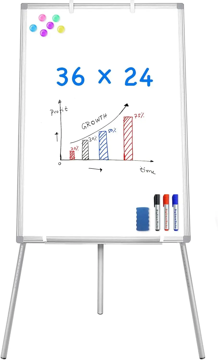 ไวท์บอร์ดขาตั้ง - แม่เหล็กแบบพกพา Dry Erase 36 x 24 ขาตั้งกล้องปรับความสูงได้, Flipchart ขาตั้งกระดานไวท์บอร์ดสําหรับสํานักงาน