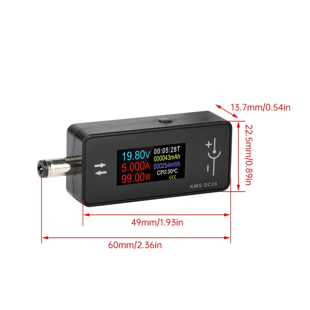 Digital Display Power Meter Voltage Tester DC 4-30V 0-12A with HD Screen for Computer Monitors and Power Tools
