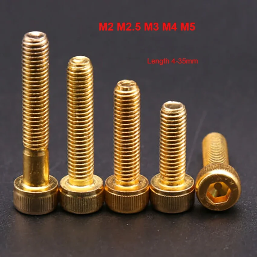 

Grade 12.9 Plating Titanium Gold Allen Socket Cap Head Screws Bolts Race Motorcycle Car M2 M2.5 M3 M4 M5 - 10pcs
