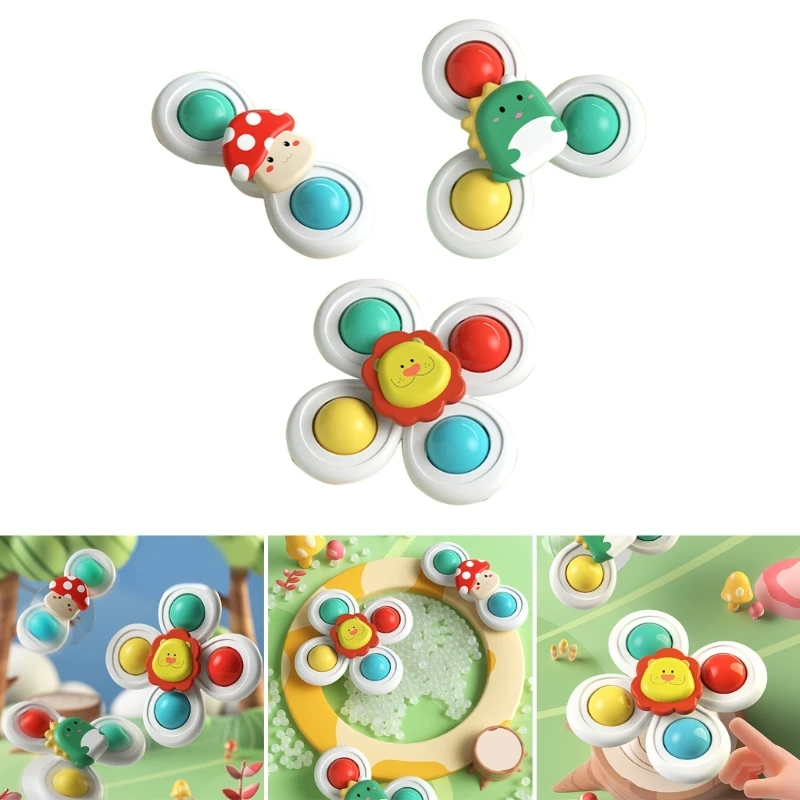 Baby Rattle Spinner Toy for Hearing-Sensory Stimulation Rattle Cartoon Animals Theme Toy for Babies 0-12 Month