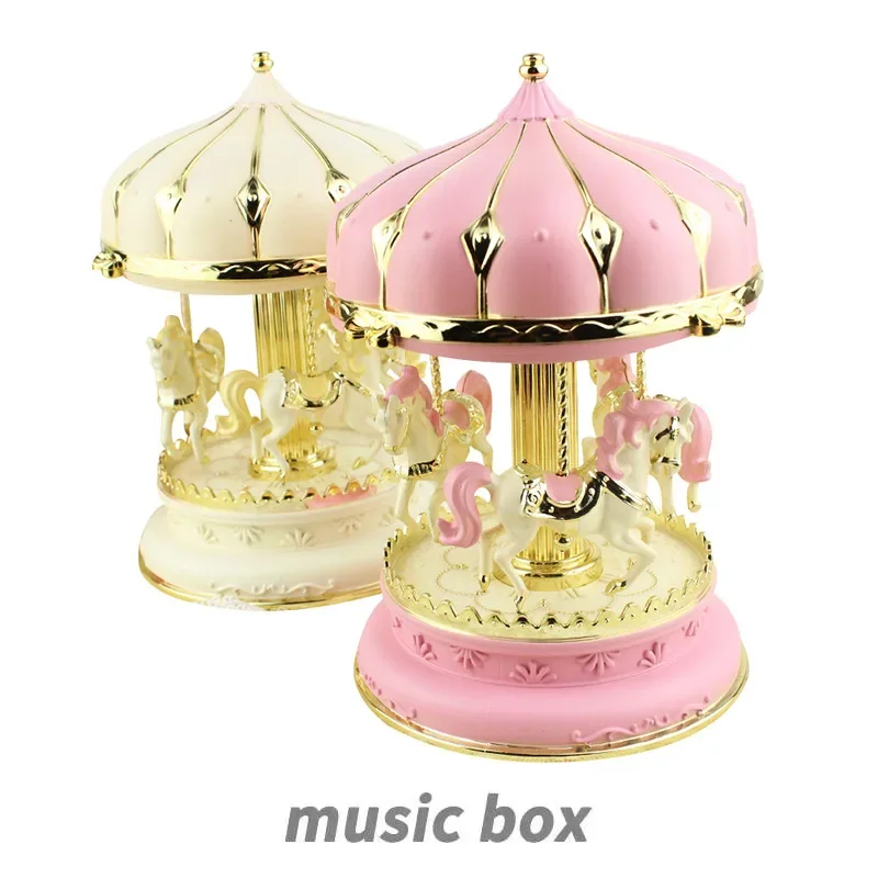 DurableCarousel Music Box Music Box Creative Crafts Interior Decoration Ornament Lighting