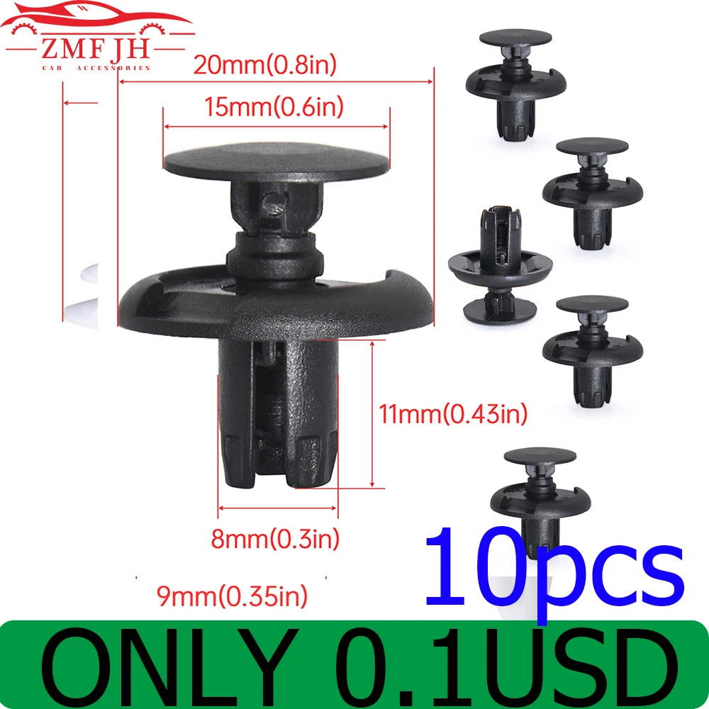 Custom 8mm Hole Rivet Retainer Push Engine Cover 10pcs Auto Bumper Fastener Car Door Trim Panel Clip Fasteners for Universal Car