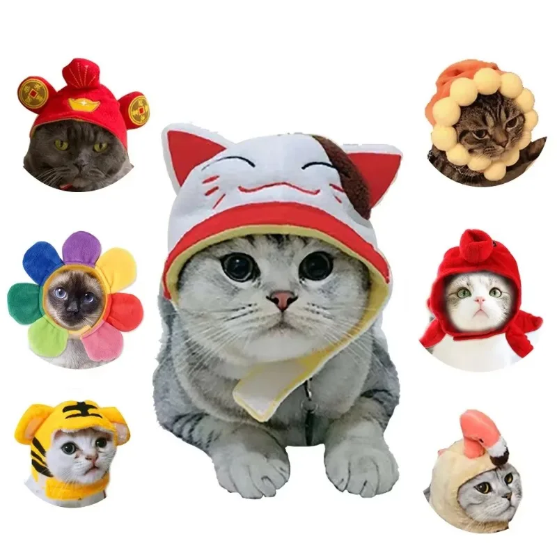 Funny Hat for Cat Dogs Sunflower Christmas Costume Pet Headwear Halloween Cosplay Keep Warm Theme Party Photo Prop Accessories