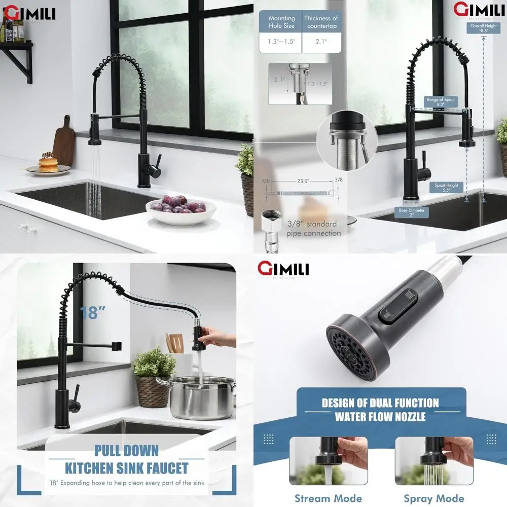 

Выдвижной кухонный смеситель из масляной бронзы с одним отверстием — идеально подходит для раковин фермерского дома, автофургона, улицы и кемпера