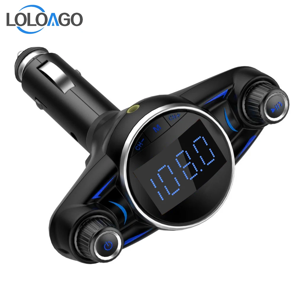 LOLOAGO FM Transmitter Wireless AUX Audio Car MP3 Player 1.3 Inch Display USB Car Charger Handsfree Bluetooth-compatible Car Kit