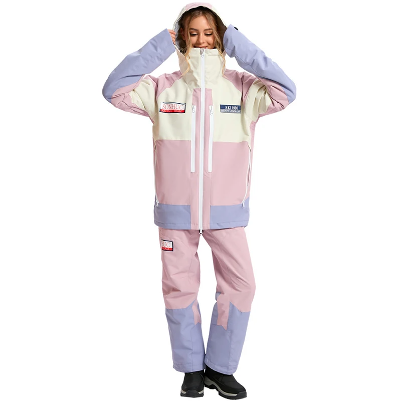 

Winter Hooded Jacket Pants Women Snow Suits Outdoor Sport Mountain Man Skiing Sets Waterproof Membrane Male Snowboard Cosutmes