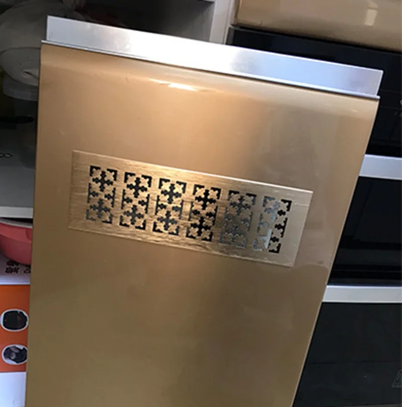 2Pcs Aluminum Rectangular Cabinet Vent Grille Cover With Fancy Pattern Shoe Kitchen Closet Gold Silver Black