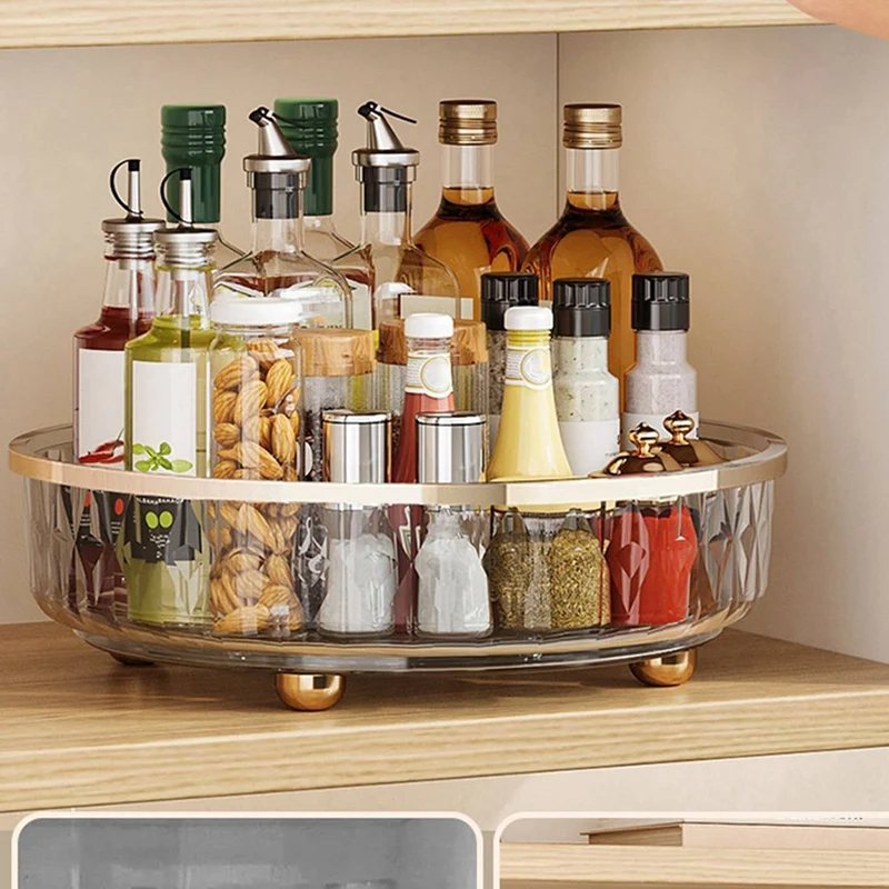 ABWR-360 Organizer kosmetik berputar, ringan mewah parfum perawatan kulit Organizer penyimpanan Makeup transparan nampan