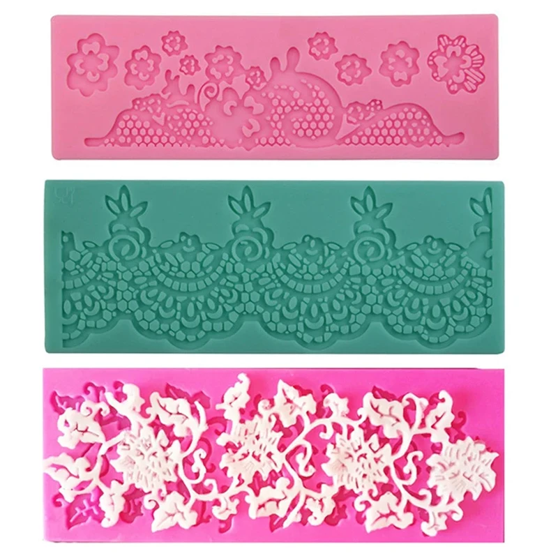 Flower Lace Cake Silicone Embossing Mat Texture Fondant Impression Lace Mat Decorating Mold Gum Paste Cupcake Topper Tools