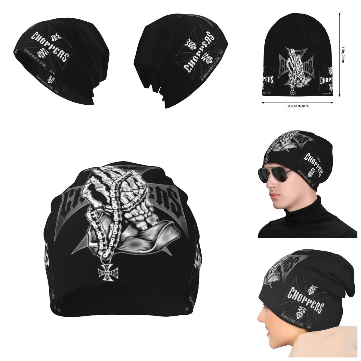 West Coast Choppers Cross Frame Unisex winter Warm Hat 3D print Beanies Hat For Men And Women Outdoor Hat