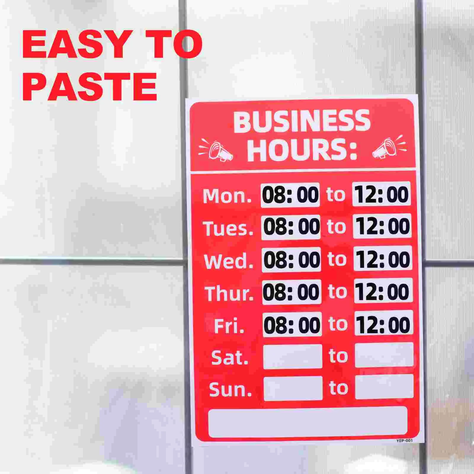 2 Pcs Chalkboard Signs Business Store Opening Hour Logo Stickers Decal Red Operation Hours Office
