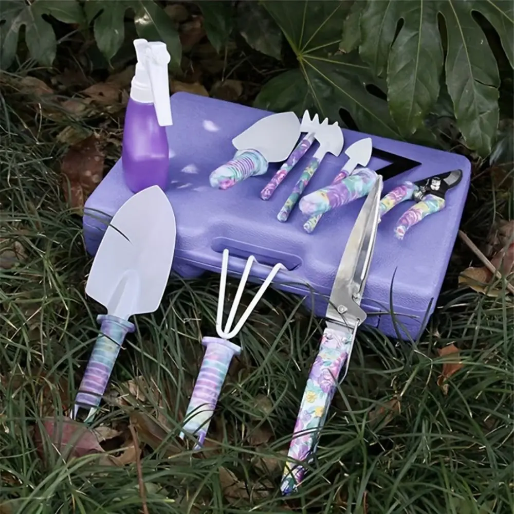 

5/10Pcs Floral Print Horticultural Planting Tools Set Ergonomic Handle Rake Planting Garden Tools Kit Multifunctional