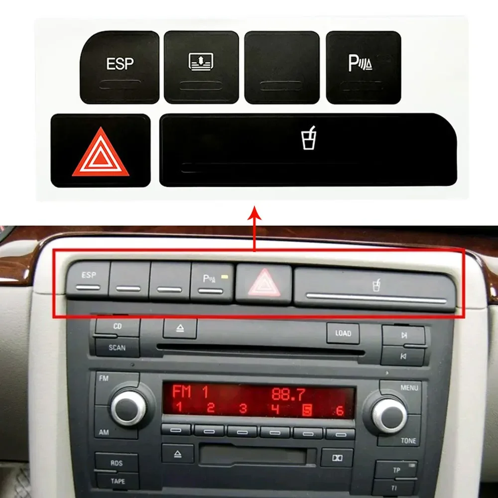 

1Pc Car Flash Switch Button Repair Sticker Car Button Anti Wear Protection Film Decal for Audi A4 04-06 (left Driver's Position)