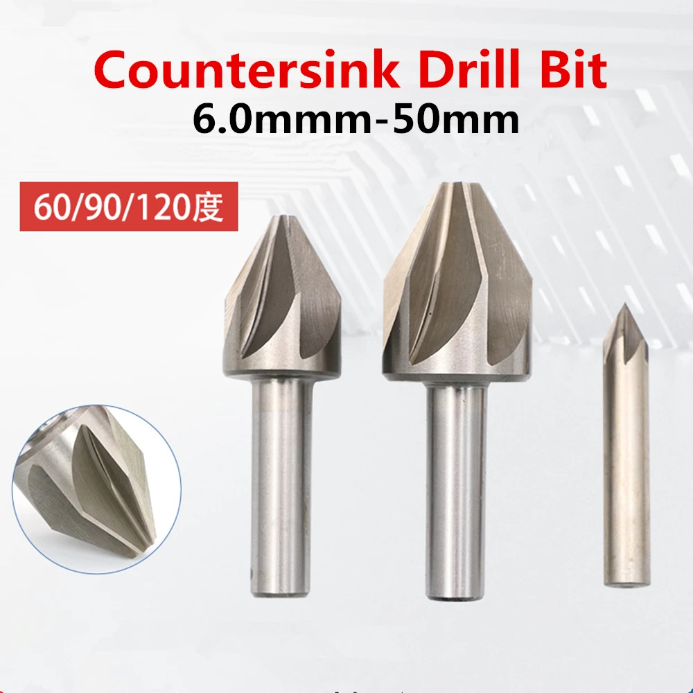 

HOT 1PCS 6-50mm HSS 6/8 Flute 60/90/120 Degree Chamfer Countersink Drill Bits(6/8/10/12.5/14/16/18/20/22/25/30/32/35/40/45/50mm)