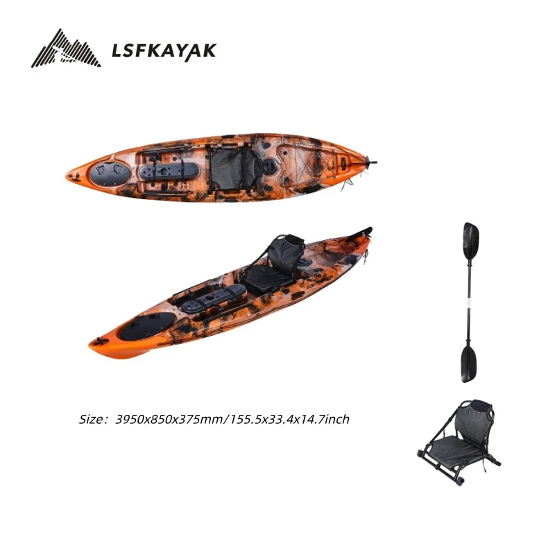 Competitive Price 1 Person Plastic Sea Fishing Kayak With Sit-On-Top Design Pedal Drive Customizable Colors Lightweight Durable