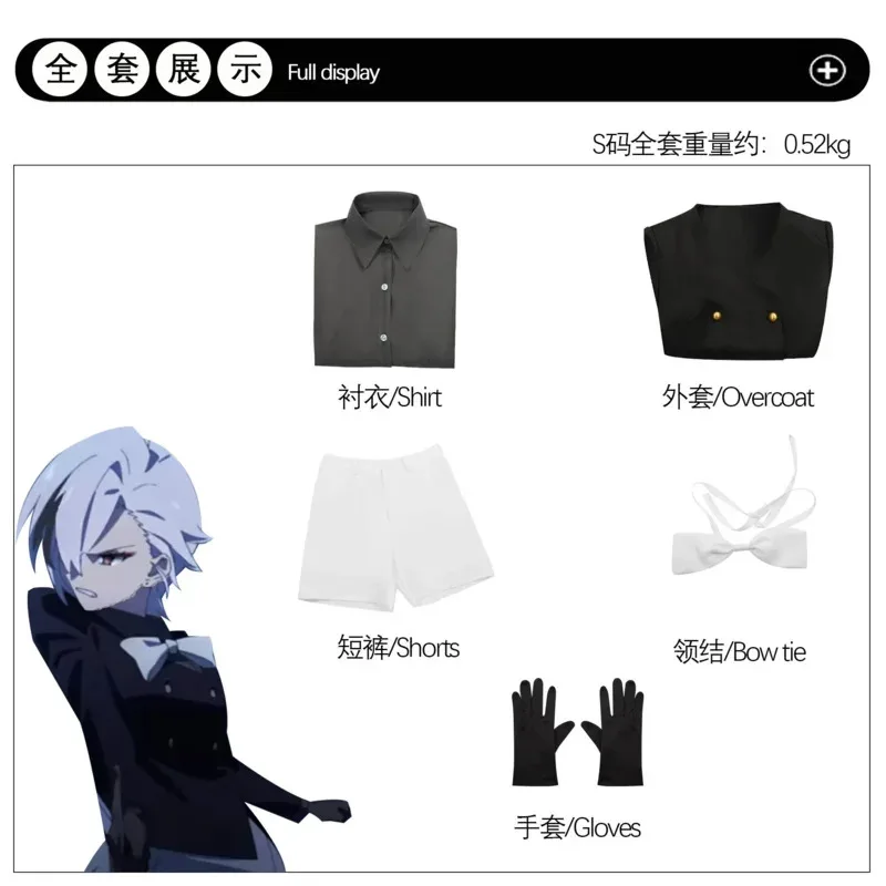 Newly Clervie Cosplay Costume Full Set Genshin Impact Game New Cosplay Outfit Uniform Coat Shirt Shorts Bow Gloves Set