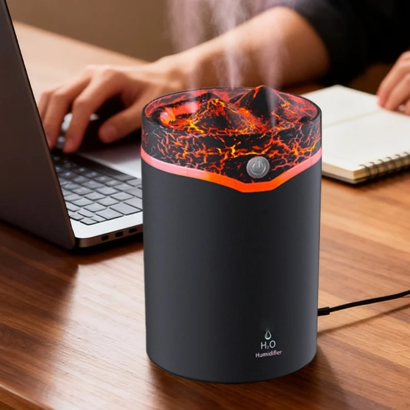 USB Portable Mini Humidifier Triple Spray Quiet Volcano Desktop Humidifier With Colorful Light For Home Office