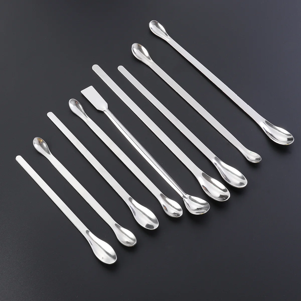 9 in 1 Stainless Steel Sampling Spoons Laboratory Scoops Mixing Spatulas (Silver) mixing spoon sampling spatula