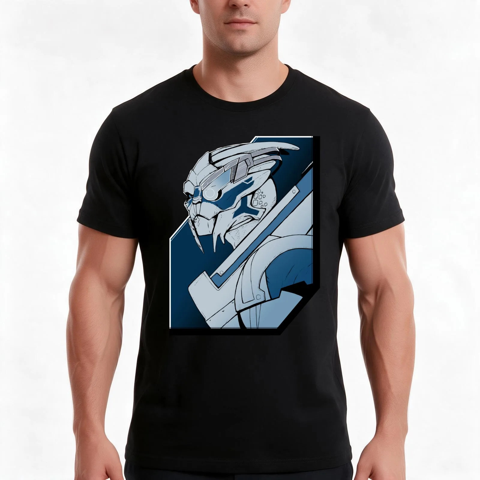 Garrus Vakarian T-Shirt, Summer Casual Cotton Tee, Oversized Streetwear Tops, Vintage Graphic Print, Loose Fit Short Sleeve