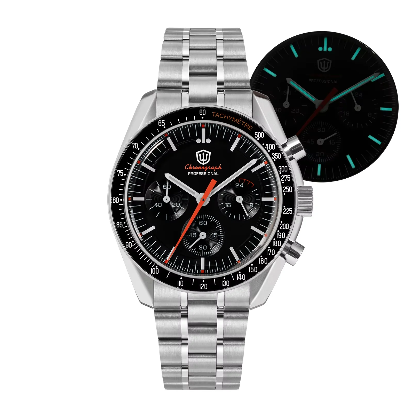 Watchdives WD1863 Mechanical Quartz Watches Black Spaces VK63 Chronograph Sports Watches Man Bubble Sapphire Waterproof Watch