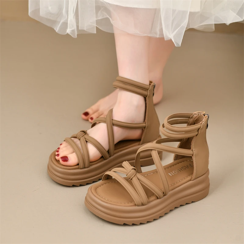 2025 Summer New Women's Sandals Increased Inner Heel Wedge Sunglasses Thick Base Lightweight Anti-slip Fairy Student