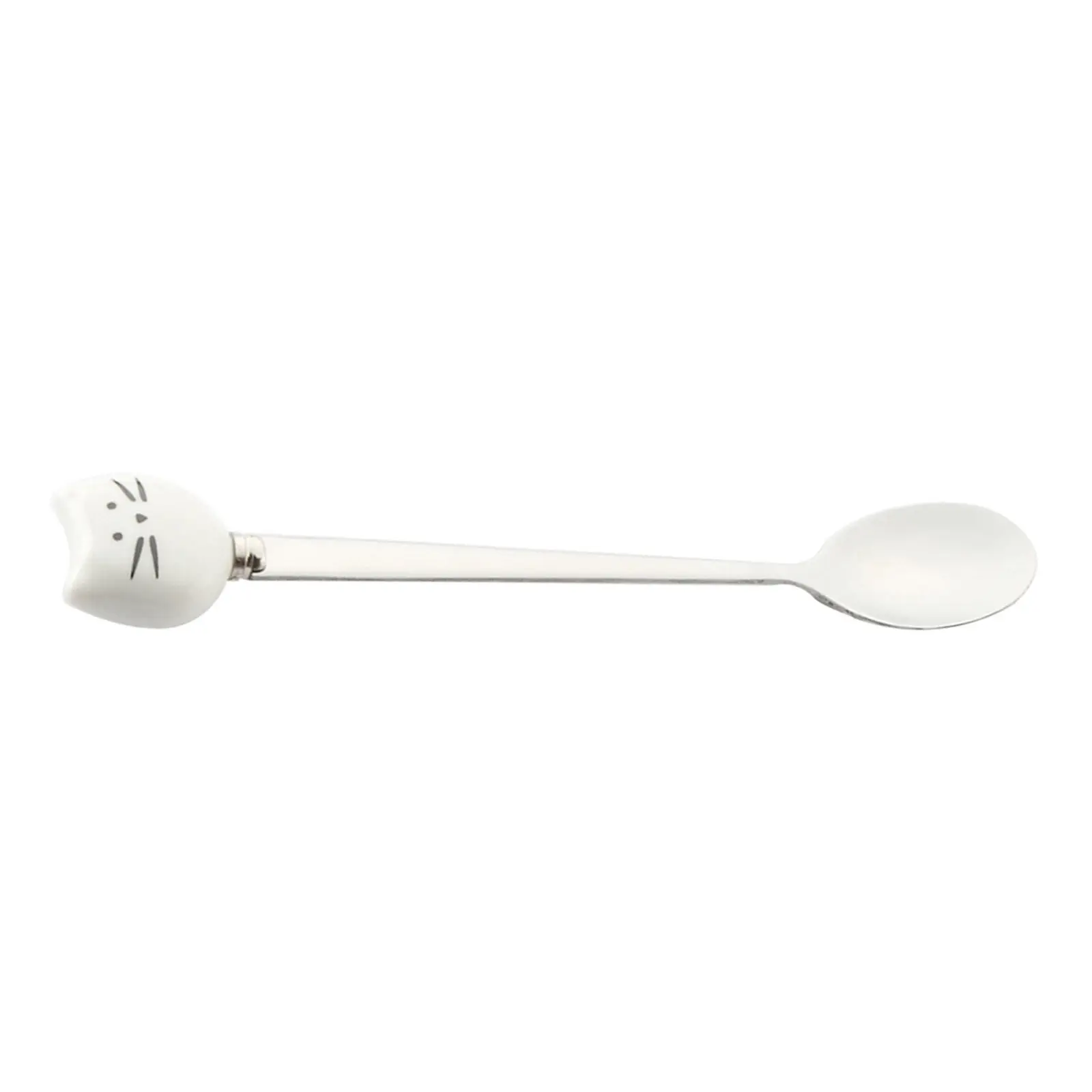 1Pcs Ceramic Stainless Steel Coffee Tea Spoon Cartoon Kitty Pattern Small Spoon for Stirring Dessert Milk Break