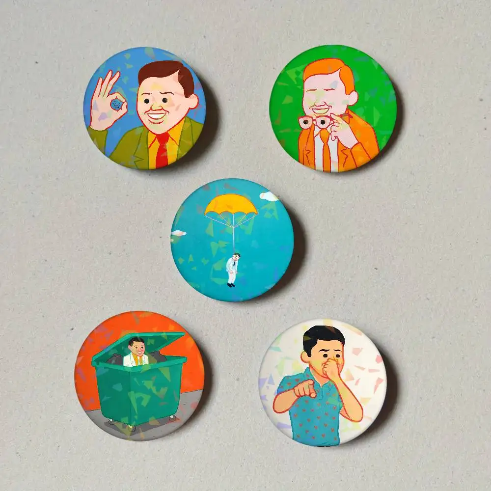 Art J-Joan Cornella Round Exquisite Laser Badge Brooches Creative Pins For Clothes Hat Backpack Gift Accessories