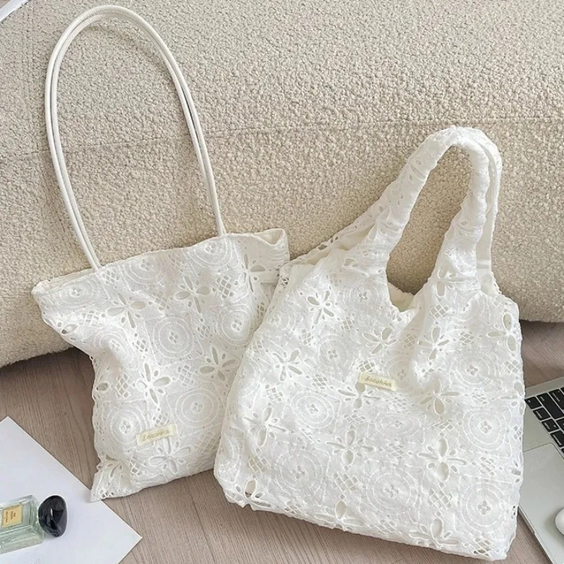 

Embroidery Lace Shoulder Bag Hollow Out Sac Femme High Capacity Tote Bags for Woman Square Bolso Underarm Bolsos De Mujer