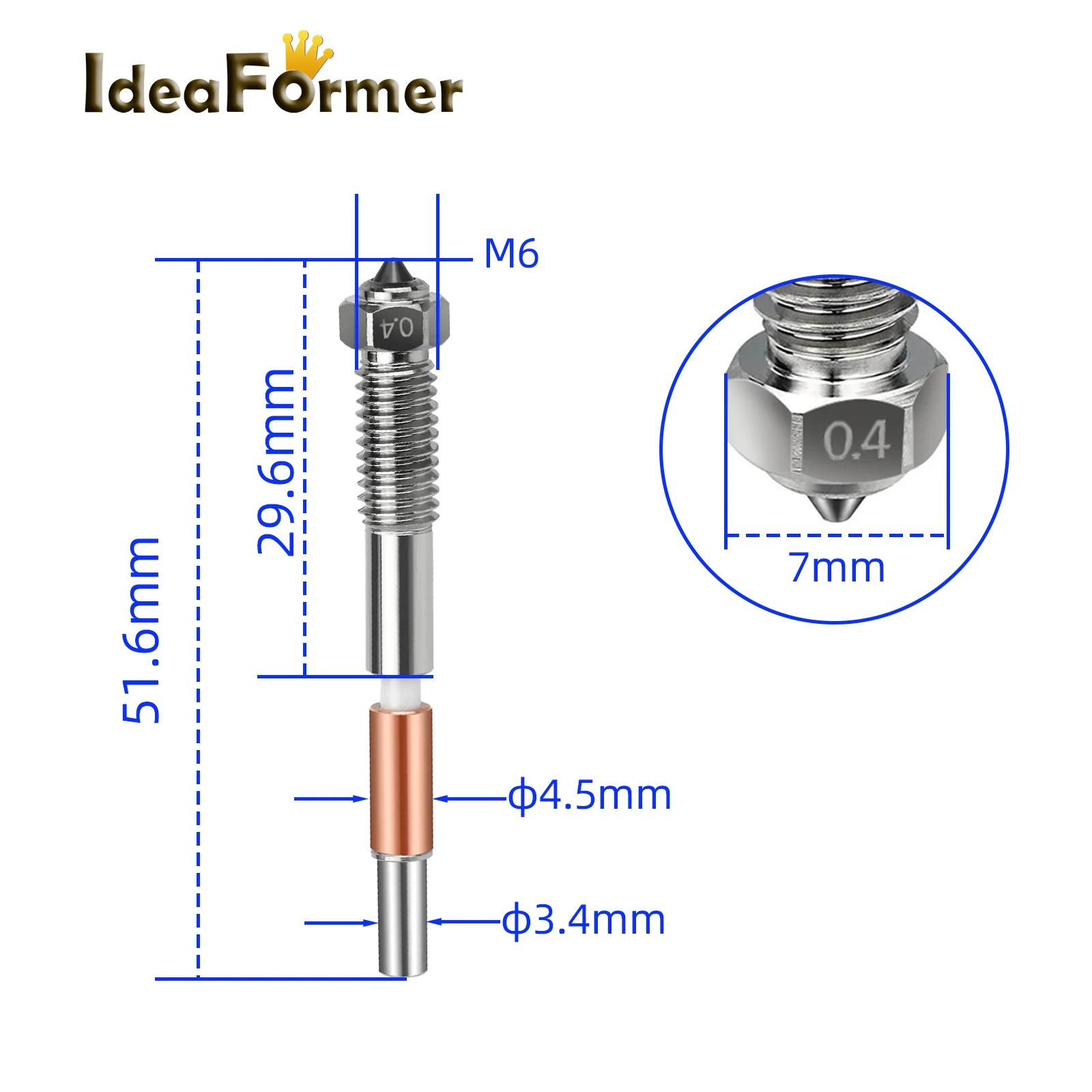 

Насадки Hotend 0,4/0,6 мм для QIDI Plus4, биметаллическая насадка, быстрое удаление, керамическая изоляция, интеграция, часть 3D-принтера, аксессуар