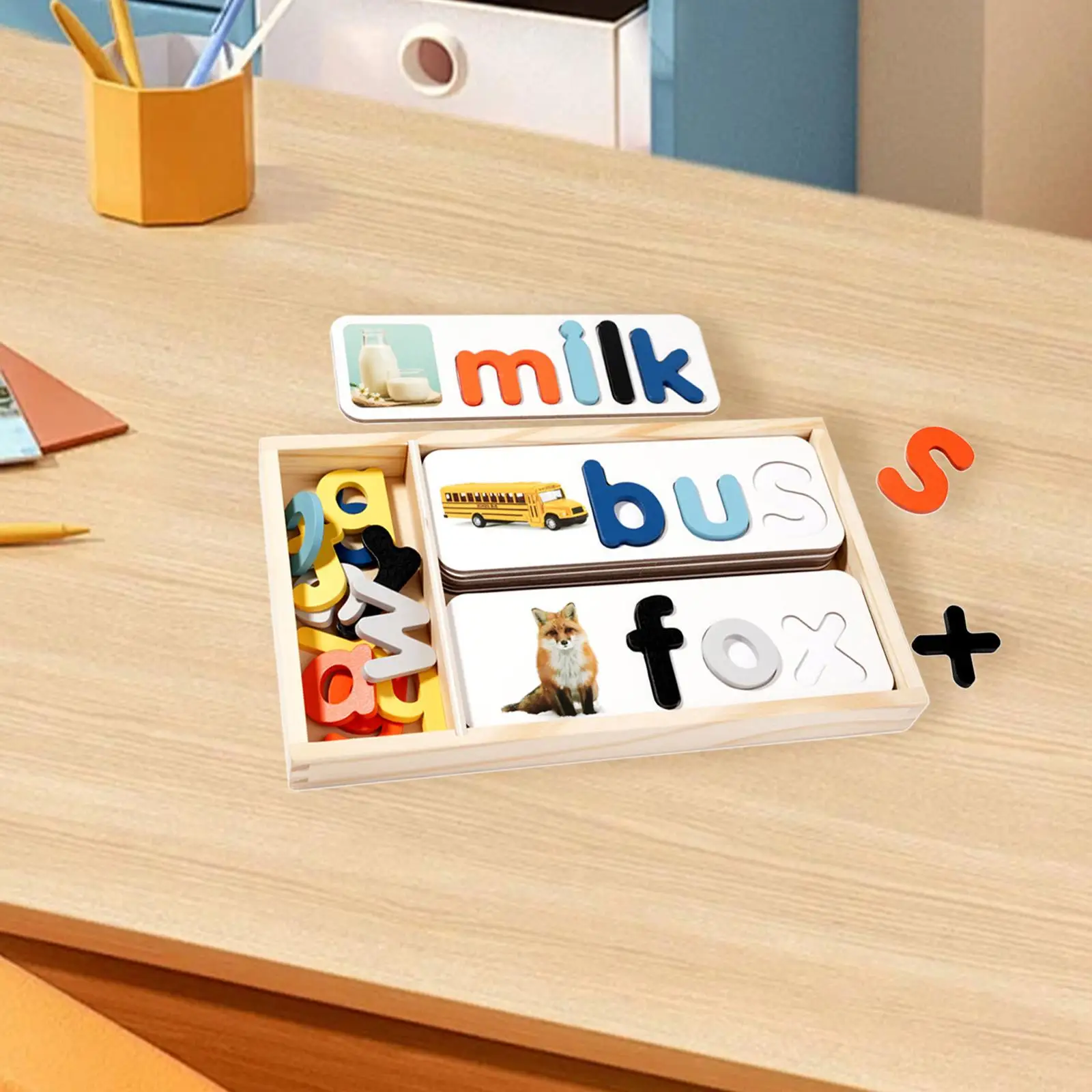 

Wooden Toddlers Spelling Learning Toys Preschool Education Puzzle Toys