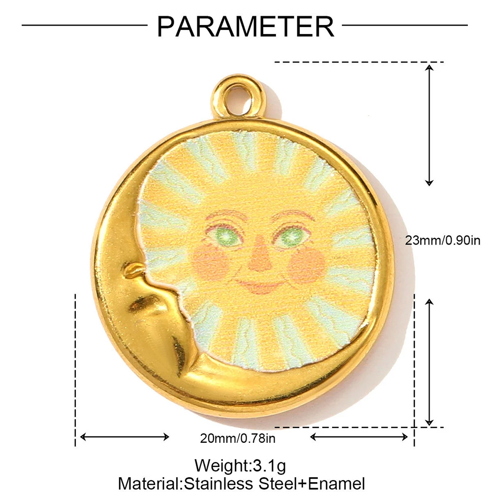 Colorful Bracelet Fashion Gold Color Mysterious Close Eyes Sun Moon Face Star DIY Making Women Necklace Jewelry Droshopping