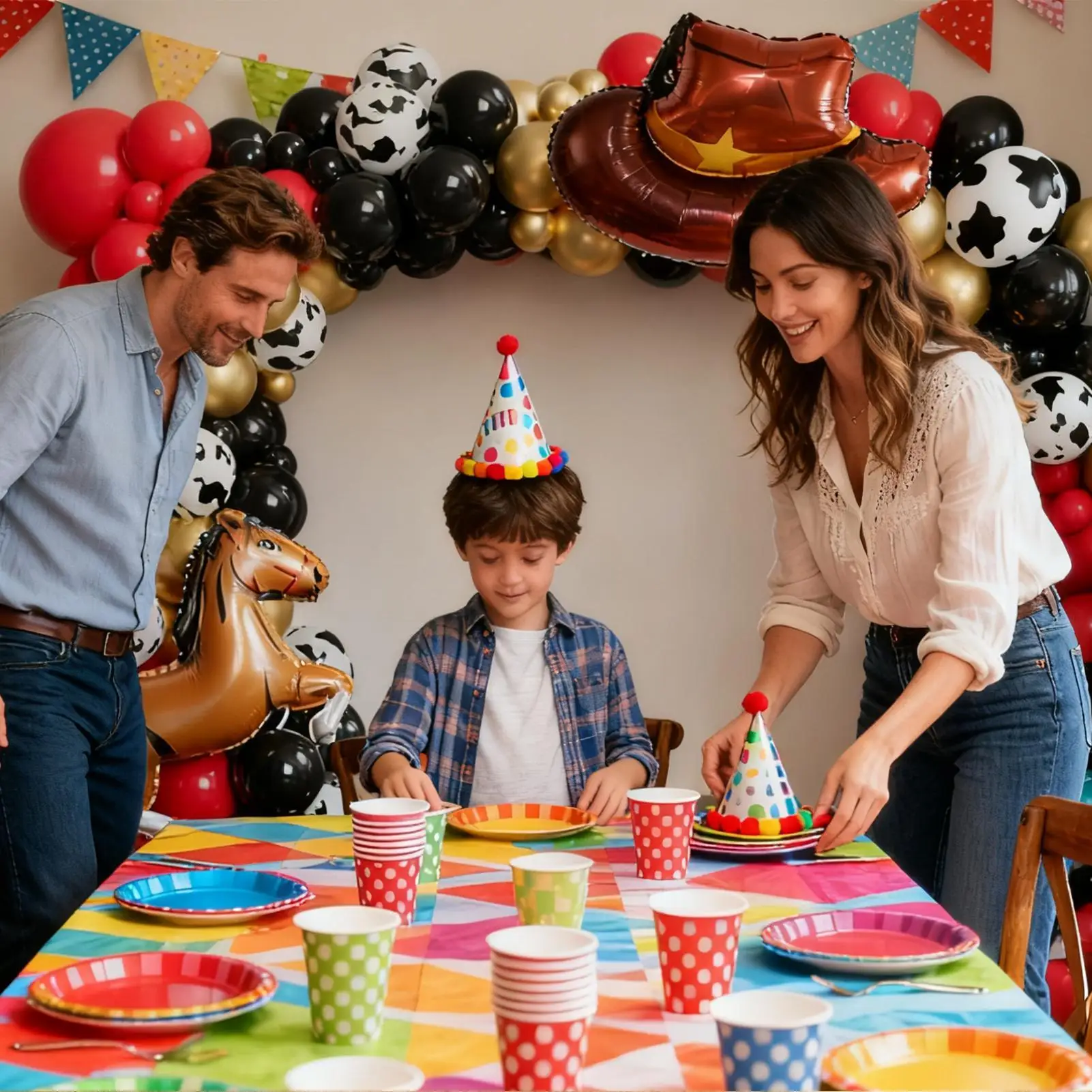 كاوبوي بالون قوس عدة الحصان كاوبوي ديكور المنزل البرية راعية البقر بالونات اللاتكس مجموعة لعيد ميلاد عطلة الأحداث الحظيرة الجدول مدخل #2