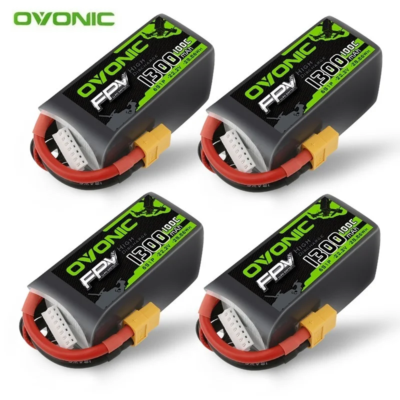 NEW 4Pcs Pcs OVONIC 100C 1300mAh 6S/22.2V Lipo Battery For RC Helicopter Quadcopter FPV Racing Drone Parts 22.2V Battery