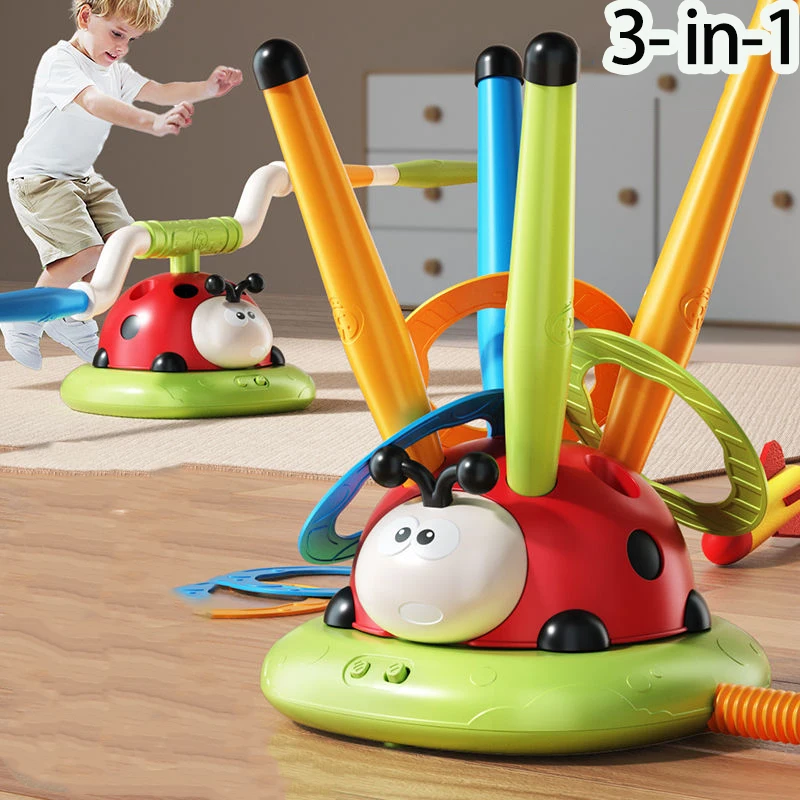 3 in 1 Ladybug Rocket Launcher Rope Skipping Machine Ferrule Game Toy Multifunction Sports Entertainment Outdoor Educational