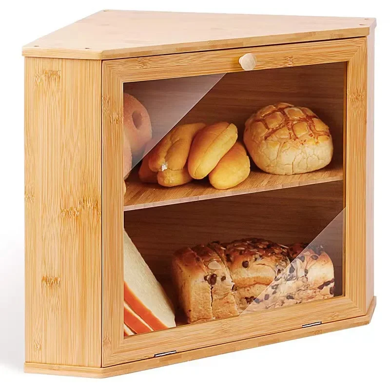 

Bread Box for Kitchen Corner Adjustable Extra Large 3 Layers Nature Wooden Bamboo Breadbox for Kitchen Bread Storage Container