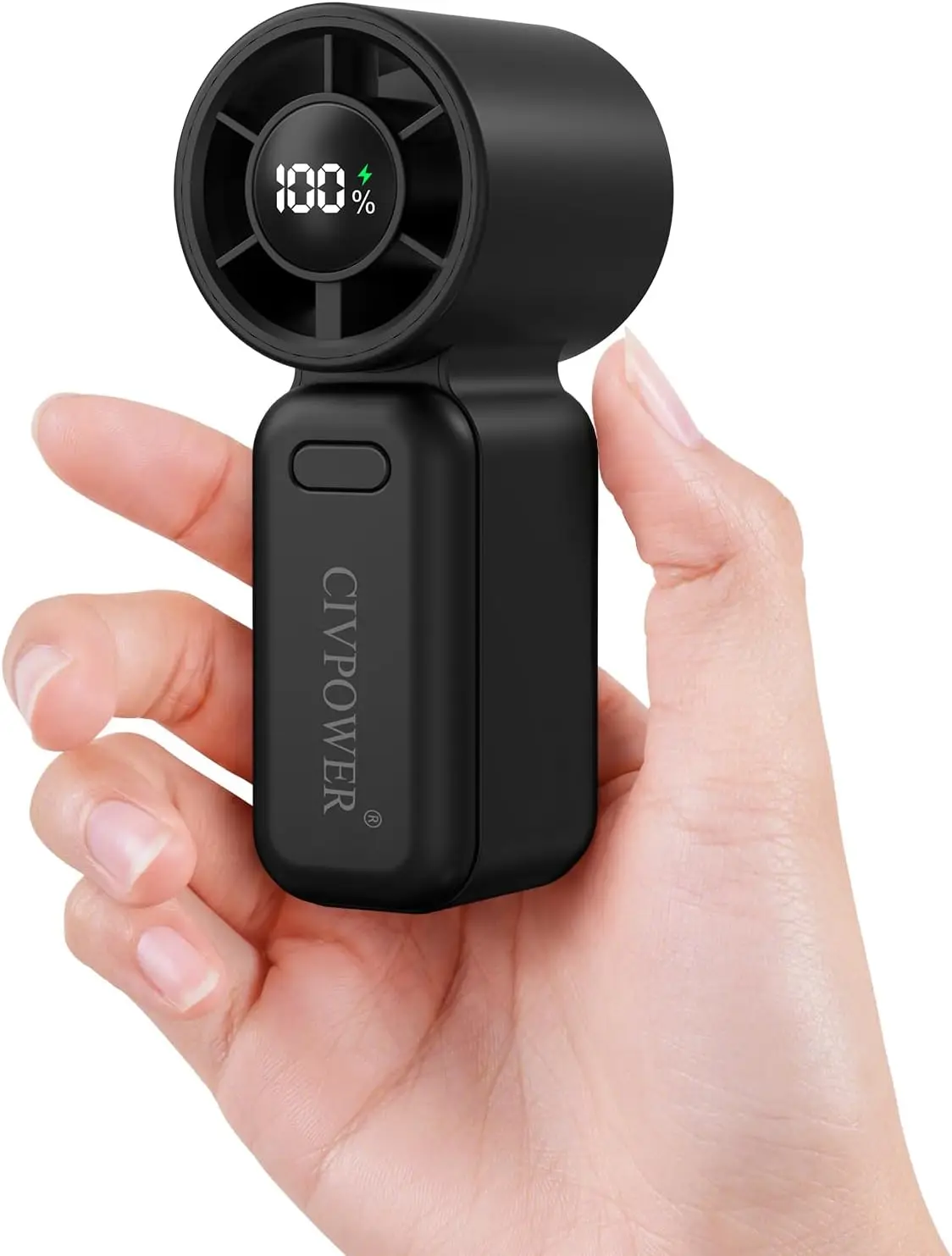 

Portable Mini Fan Handheld: Personal Travel Fan USB Rechargeable, 100 Speed Turbo Cooling, Pocket Size 12H Runtime, Lanyard, Makeup Drying Fan Gift for Women Men (Black)