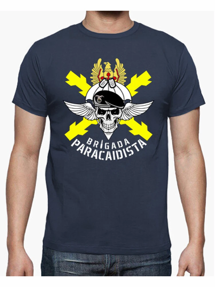 Burgundy Cross Skull Spanish Paratrooper Brigade T Shirt. 100% Cotton Short Sleeve O-Neck Casual T-shirts Loose Top Size S-3XL