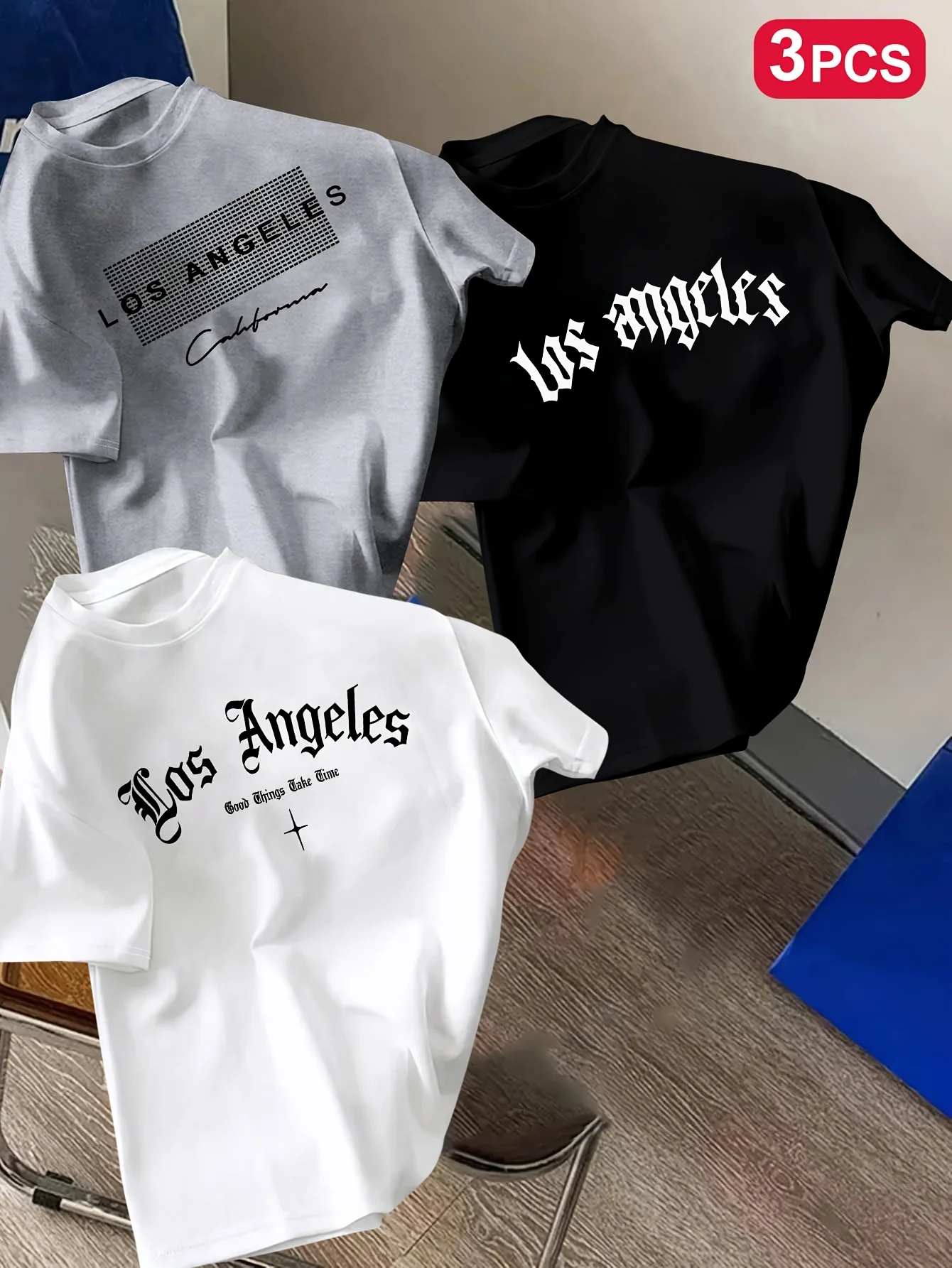 

Summer High Quality Soft & Comfortable Cotton Short Sleeve, Fashion Printed Outdoor Sports 3-Pack Tops T-Shirts Co-ords