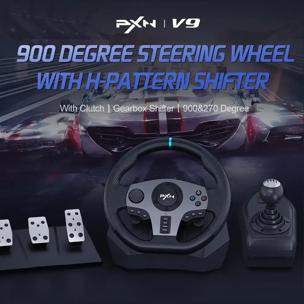 Sundi PXN V9 wired vibration steering wheels for pc, ps3, ps4, xboxone&series, switch, steering wheel set with shifter/pedals