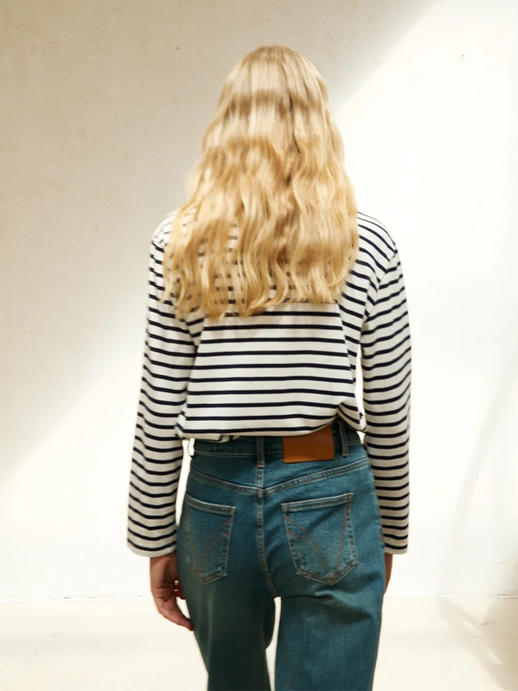 

NEBU Classic Thiened Striped irt for Women Autumn 2024 New Arrival Ele Faionable Ladies Sweater Comfortable Fit