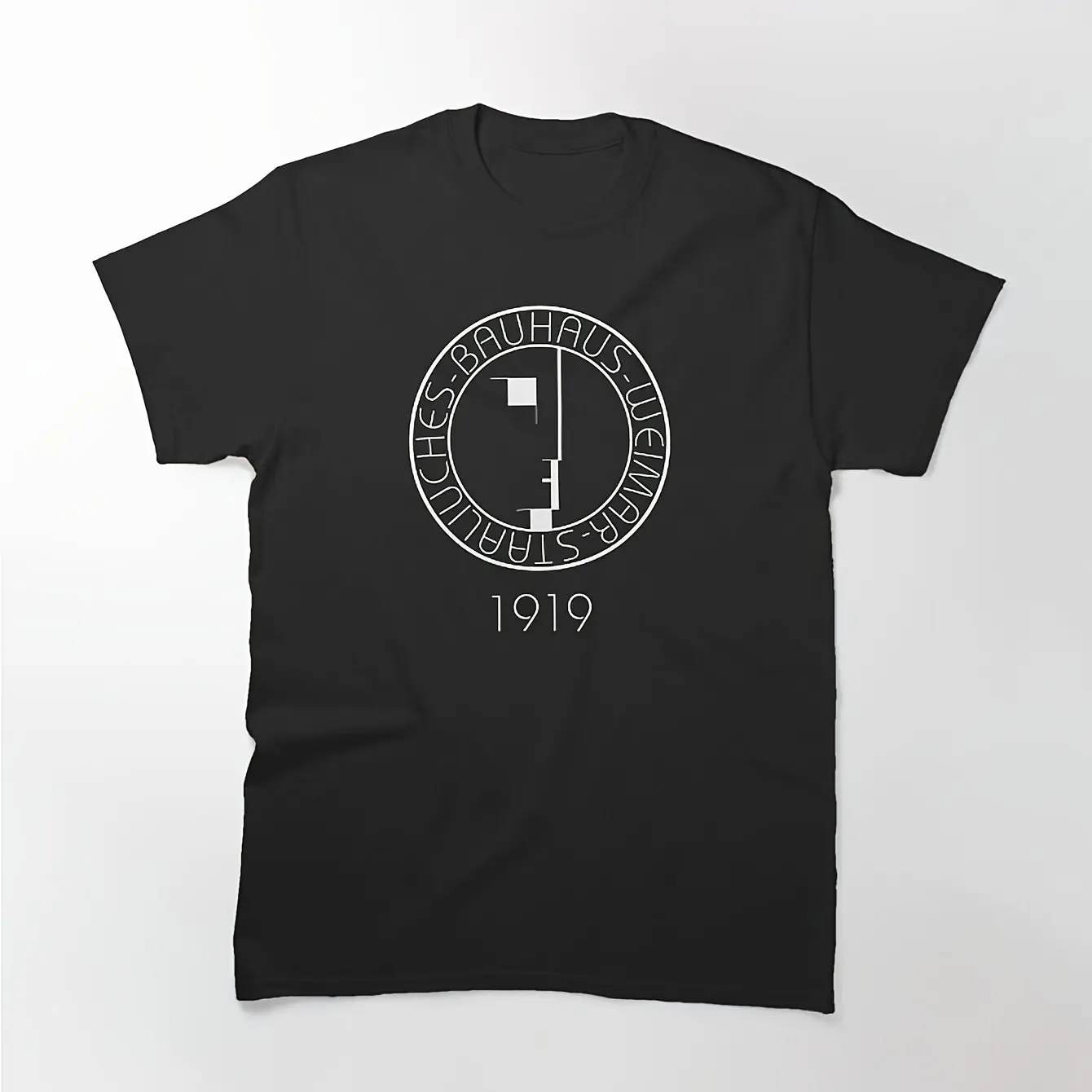 Bauhaus (Art School) -Logo 1919 Classic T-Shirt Funny Tee with Stylish Print Casual Comfortable Travel Clothing for Fashion